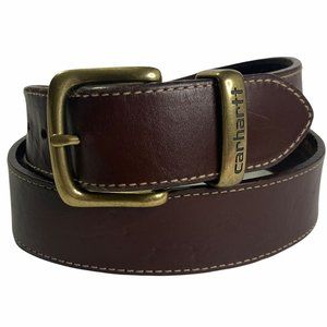 Carhartt Men's 34 Leather Belt Saddle Stitched Embossed Buckle Belt Brown
